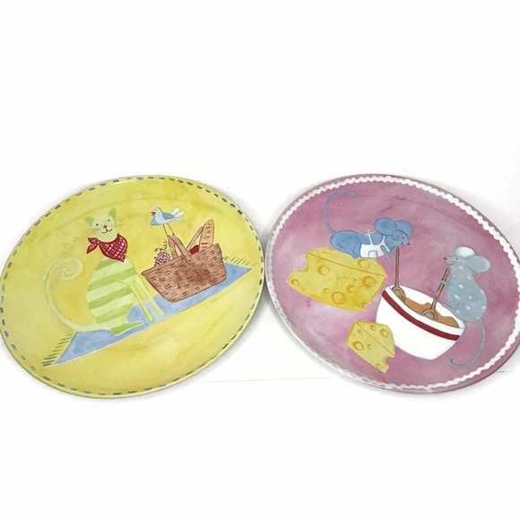 Pottery Barn Kids Other - Pottery Barn Kids Cat and Mice Plastic Plates